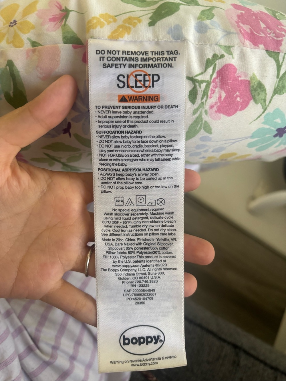 Boppy Floral Nursing Pillow - Pink, Green & Yellow - Picture 3 of 4